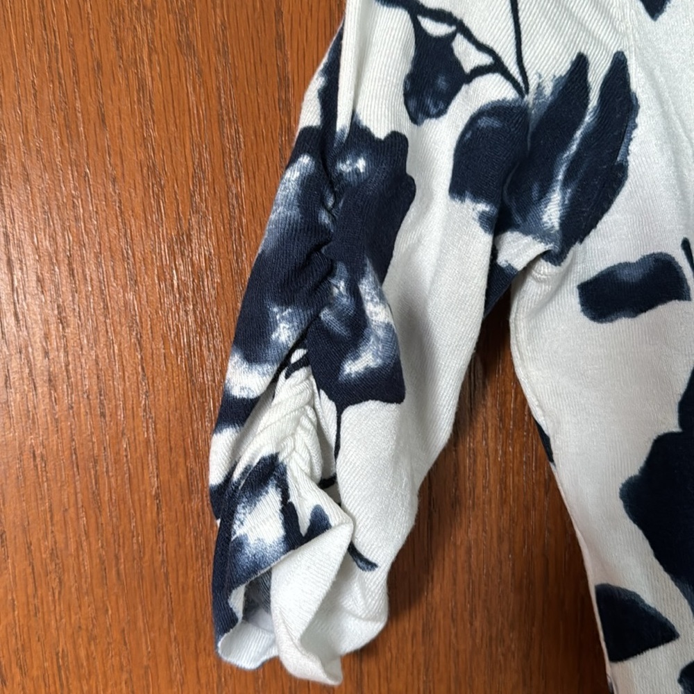 INC International Concepts half sleeve Button up cardigan- blue floral S small - Picture 4 of 5